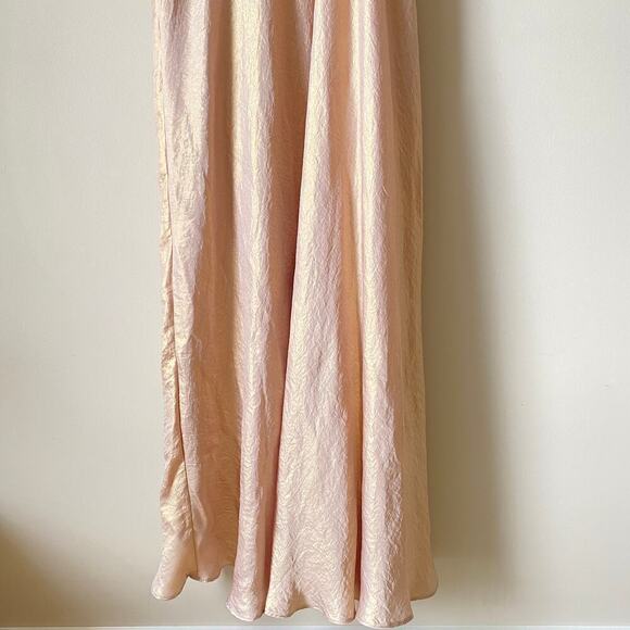 NOUVELLE AMSALE Liane Bridesmaid Dress Maxi Prom N349 Liquid Metal Rose Gold XS - Picture 11 of 13